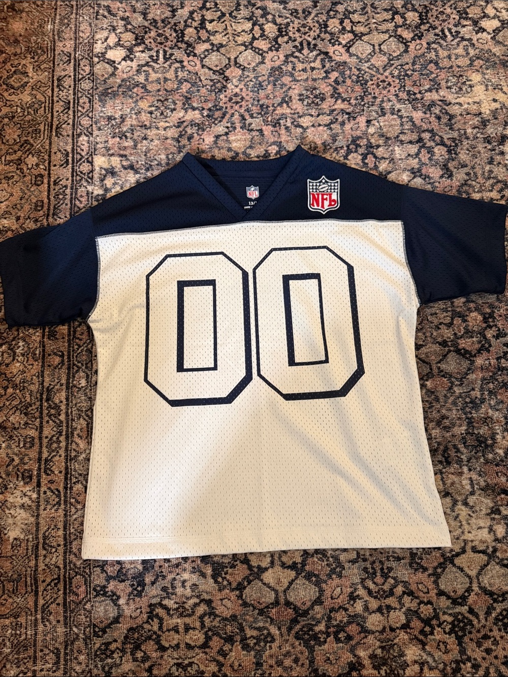 NFL Abercrombie White and Navy Football Jersey with 00